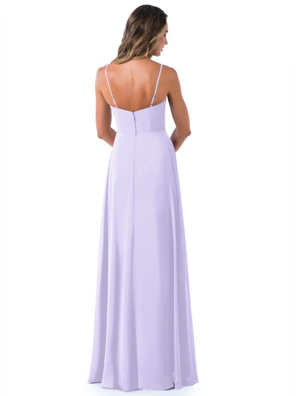 AZAZIE NWT 2 A2 Emerald Chiffon Gown Dress in Lilac • V-Neck High Slit Flowy - Picture 13 of 16